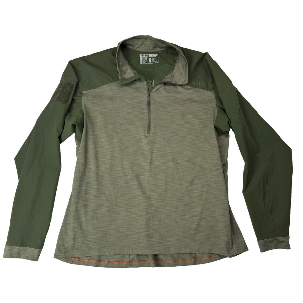 5.11 Pullover Mens Green Fleece 1/4 Zip Mock Neck Long Sleeve Top Tactical XL